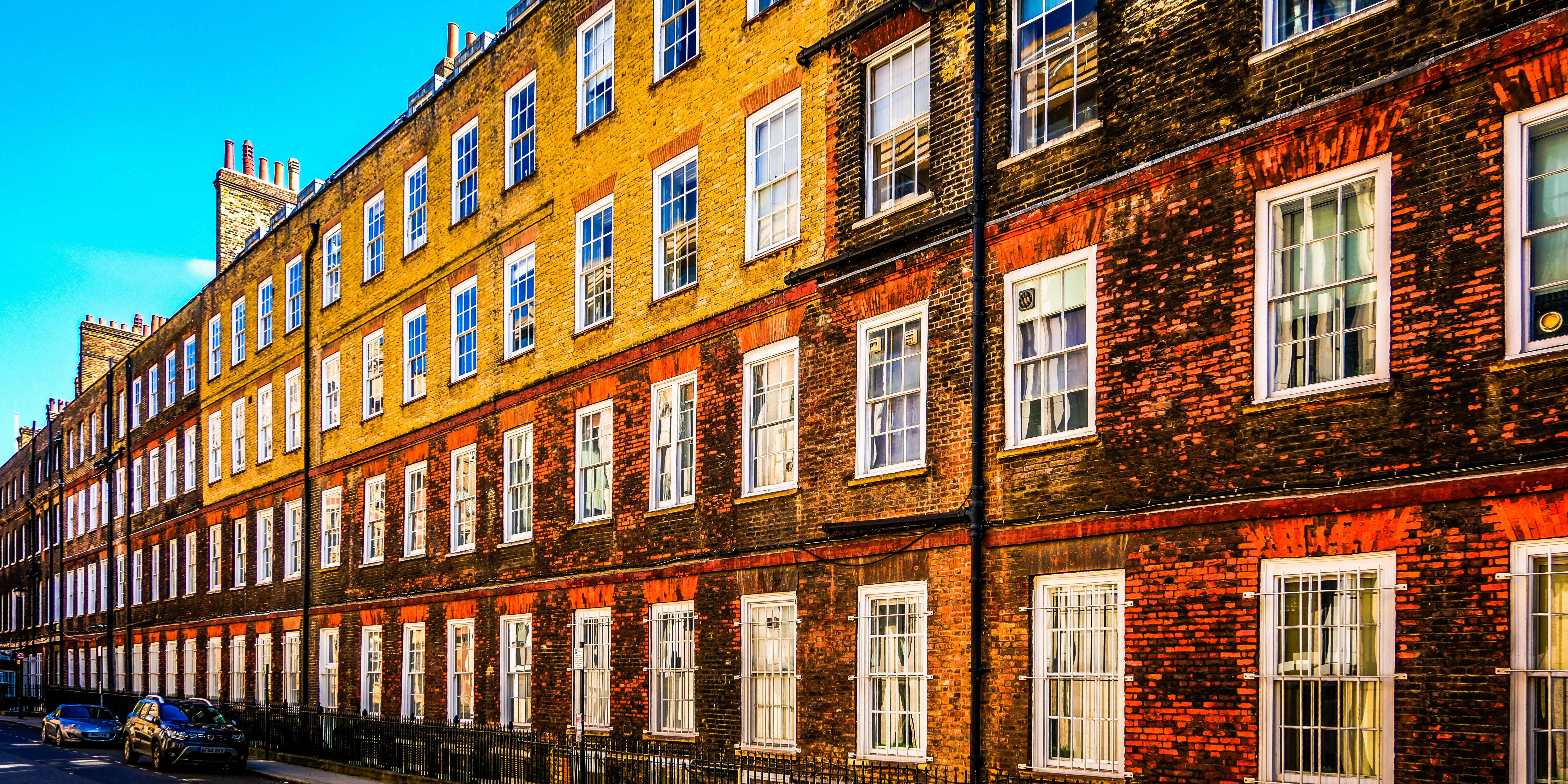 Long row of Georgian terrace house